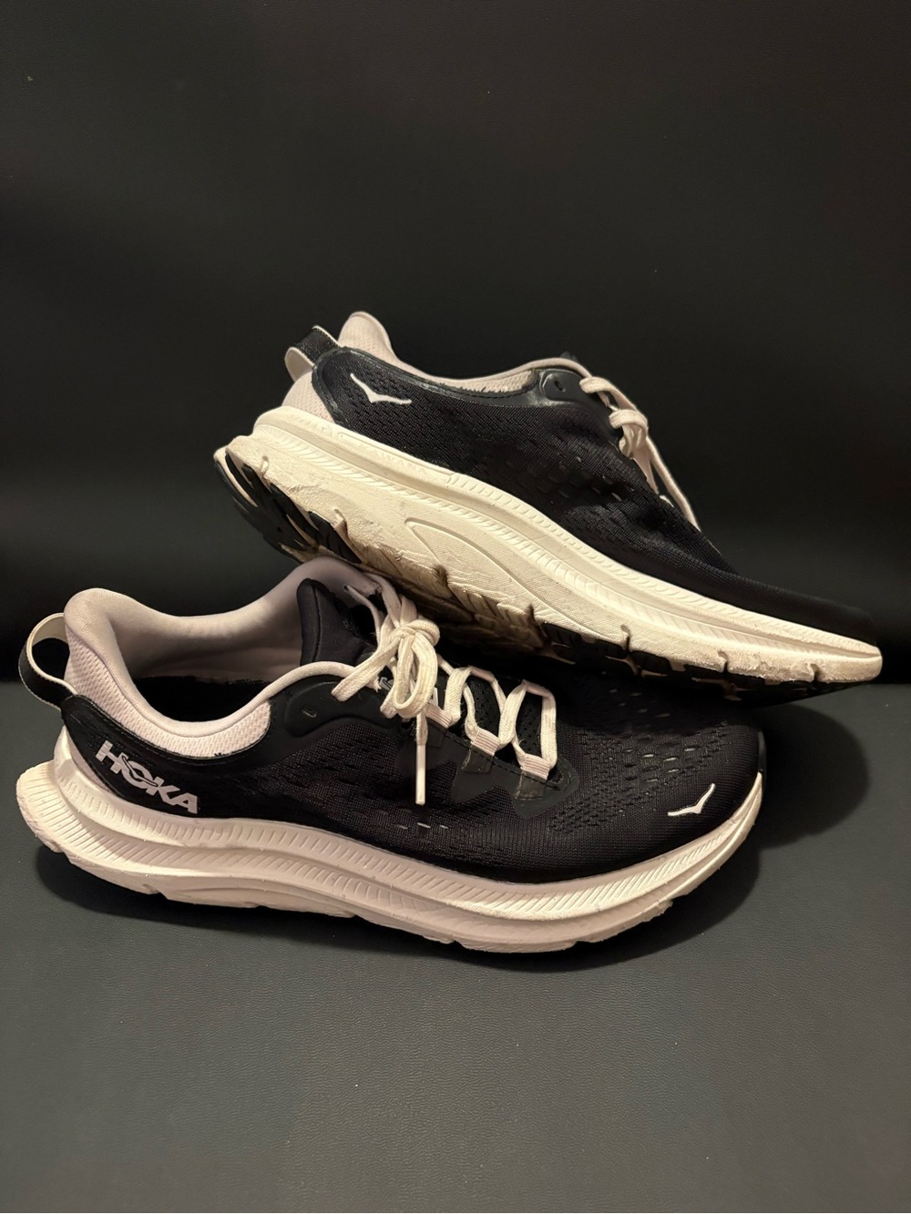 Hoka Kawana Black and pale pink Athletic Running Shoes